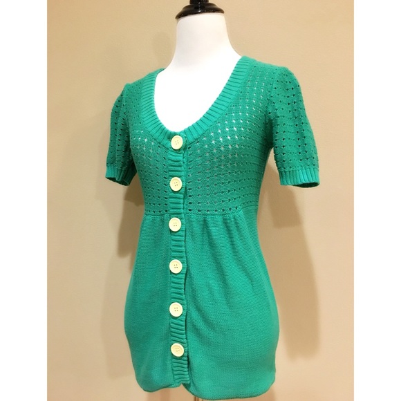 dELiA*s Apple Green Mixed Knit Cardigan Sweater - Picture 4 of 4